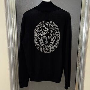 Authentic Versace knit sweater institutional logo jacquard wool